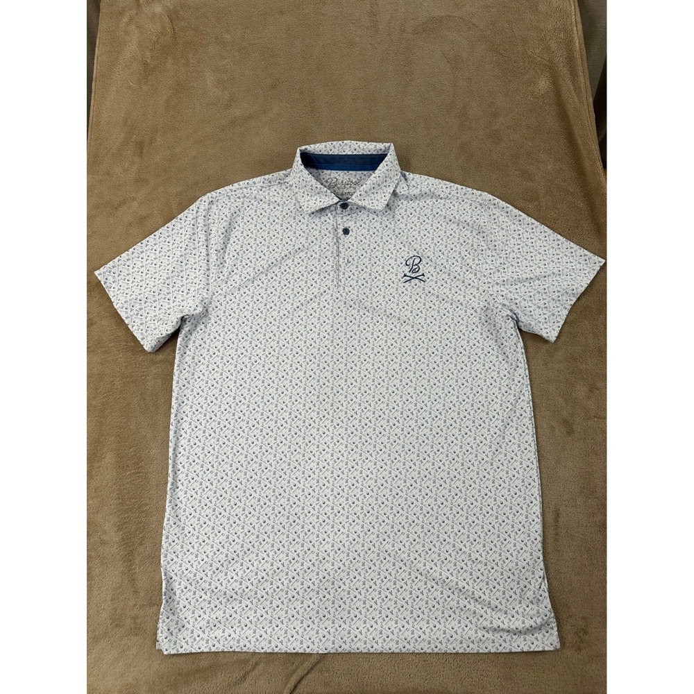 Barstool Sports Polo Shirts Mens Size XL White Printed‎ Golf Club Pattern EUC